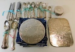 A quantity of silver plated cutlery including king