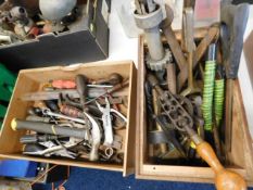 Two boxes of tools & other sundries