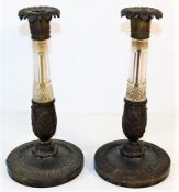 A pair of 19thC. French gilt bronze candlesticks w