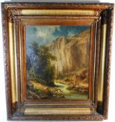 A 19thC. gilt framed oil on canvas depicting rider