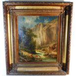 A 19thC. gilt framed oil on canvas depicting rider