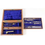 A small cased drawing set, some ivory mounted
