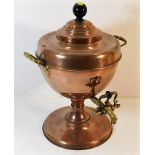 A c.1900 copper samovar with brass tap 13.75in hig