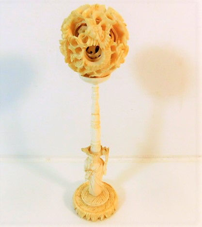 A c.1900 Chinese ivory puzzle ball 6.75in high