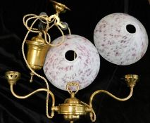 A Christopher Wray brass twin drop light