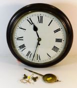 A George V mahogany cased fusee wall clock 15in ov