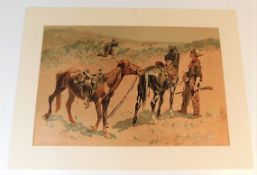 Chromolithograph of "Antelope Hunting" by Frederic