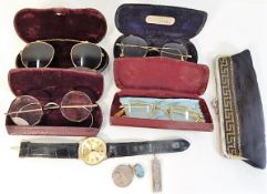 A quantity of gents specs, a watch, a purse & thre