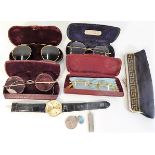 A quantity of gents specs, a watch, a purse & thre