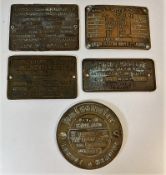 Five solid brass mostly engineering plaques - Puls