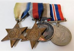 A WW2 four medal set awarded to MX53694 N. J. Rich
