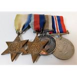 A WW2 four medal set awarded to MX53694 N. J. Rich