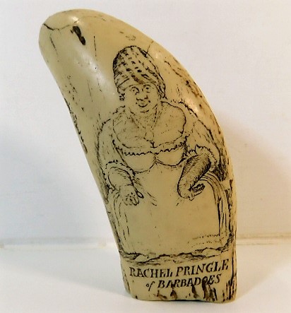 A reproduction scrimshaw "Rachel Pringle of Barbad