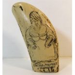 A reproduction scrimshaw "Rachel Pringle of Barbad