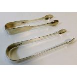 Two silver tongs 77.4g