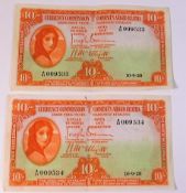 Two early Irish Lady Lavery series bank notes with