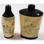 Two 20thC. Japanese bone & horn snuff bottles with