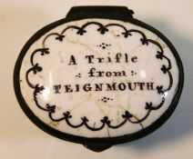 A "Trifle from Teignmouth" antique enamel patch bo