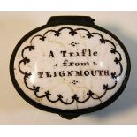 A "Trifle from Teignmouth" antique enamel patch bo