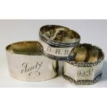 Three silver napkin rings, all inscribed 96.6g