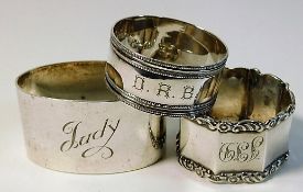Three silver napkin rings, all inscribed 96.6g
