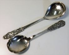 Two decorative Norwegian 0.30 silver serving spoon