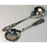 Two decorative Norwegian 0.30 silver serving spoon