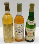 Two bottles of sweet wine, Mouton Cadet & a Taplow