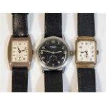 Two gents art deco silver watches, one by Kingston