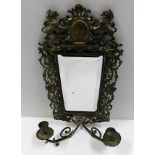 A late 19thC. brass mounted mirrored wall sconce w