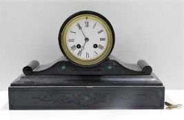 A 19thC. slate drumhead clock with French brass mo
