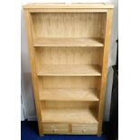 A modern solid oak bookcase 72in high x 36in wide