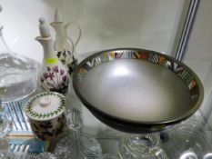 A Denby bowl with decorative rim twinned with thre