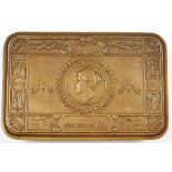 An embossed brass WW1 Queen Mary Christmas tin