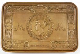 An embossed brass WW1 Queen Mary Christmas tin