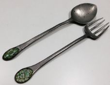Two early 20thC. Chinese serving utensils set with