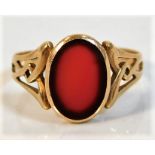 An antique 14ct gold ring with Celtic style shank