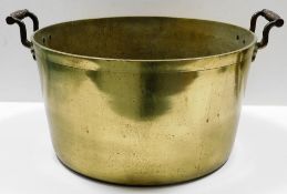 A large 19thC. brass jam pot 15.625in diameter x 8