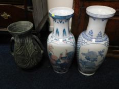 Two large modern Chinese porcelain stick stands &