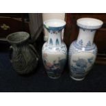 Two large modern Chinese porcelain stick stands &