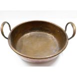 A 19thC. Victorian copper two handled washbowl