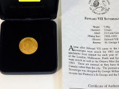 A cased 1906 Edward VII full gold sovereign