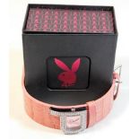 A boxed ladies Playboy wristwatch with Pink strap