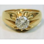 A large 18ct gold gypsy style ring set with approx
