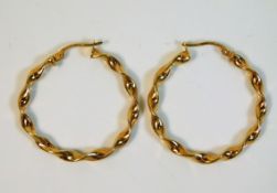 A pair of 9ct gold twist hoop earrings 1.3g