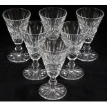 Six Waterford crystal Tramore sherry glasses, 4.5i