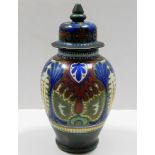 A Gouda Rhodian Dutch art pottery vase & cover 15i