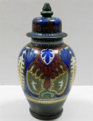 A Gouda Rhodian Dutch art pottery vase & cover 15i