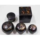 Three graduated Japanese lacquerware bowls with li