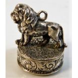 A late Victorian silver lion & bloodstone fob seal